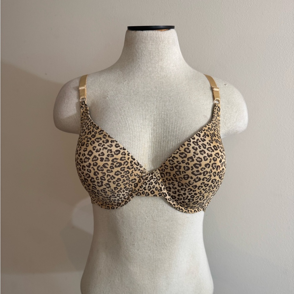 Self Expressions Tan & Brown Leopard Animal Print Bra 38D NWOT